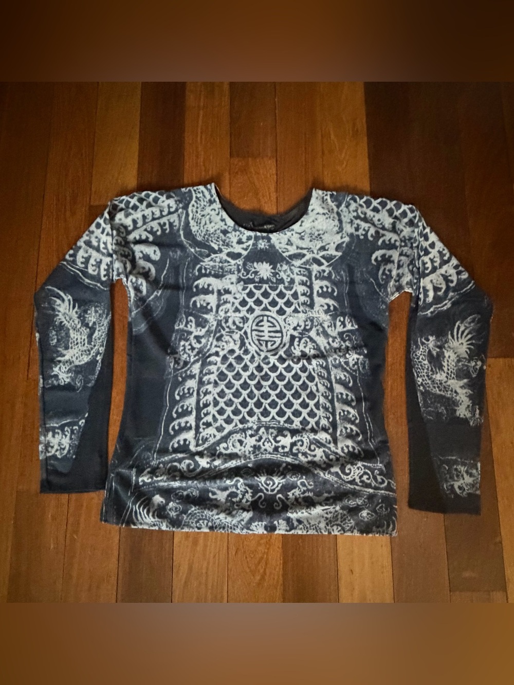 Vivienne Tam RARE Vintage blue dragon batik long sleeve opera top sz 3 US 4-8 - Picture 3 of 11